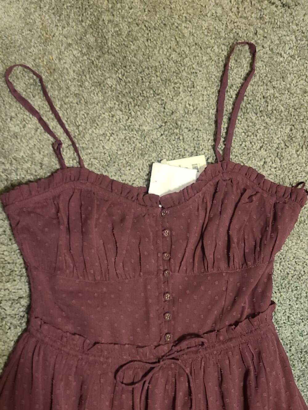 FLAWED-Patrons Of Peace Swiss Dot Burgundy Maxi - Picture 2 of 13